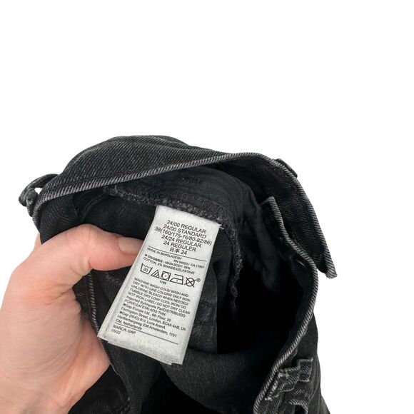 GAP Cheeky Straight High Rise Jeans Absolute Black Relaxed Y2K Womens 24/00 - Picture 8 of 10